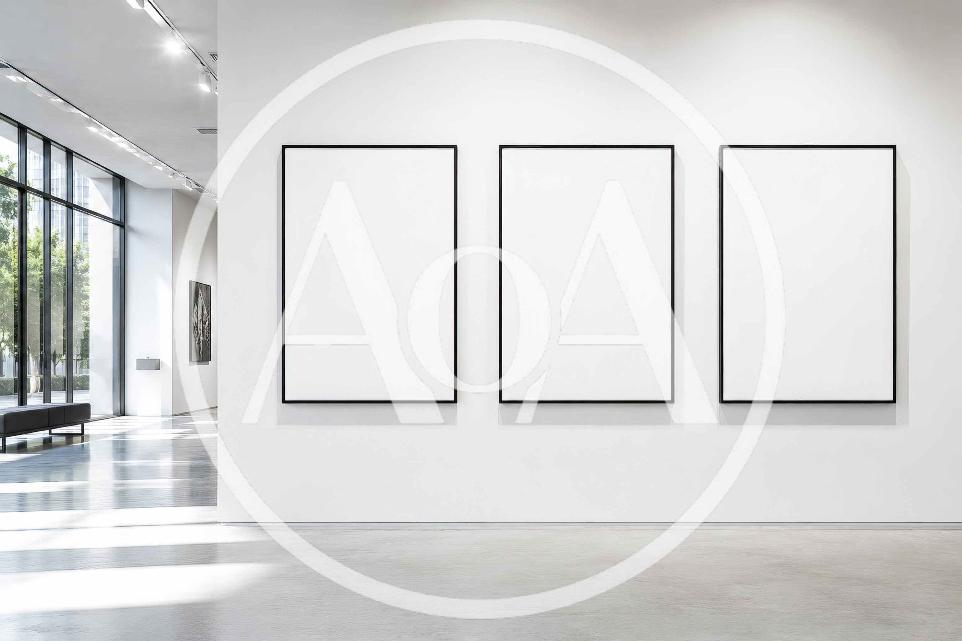 Three Blank Vertical Frames in Modern Art Gallery
