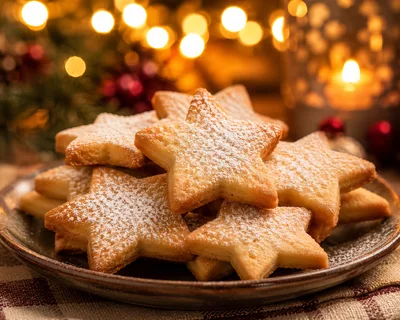 Star Shaped Christmas Cookies On A Plate