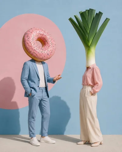 Surreal Conceptual Portrait Of People With Food Heads
