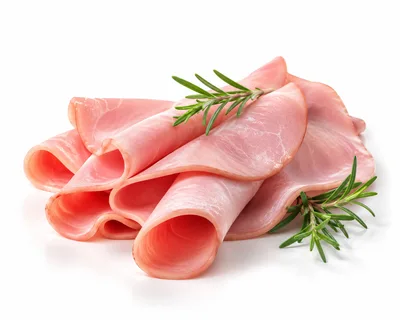 Fresh Sliced Ham With Rosemary Sprigs