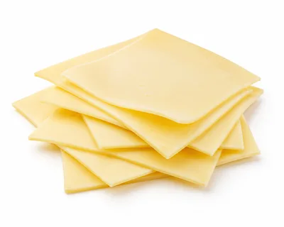Stack Of Sliced Yellow Cheese On White Background