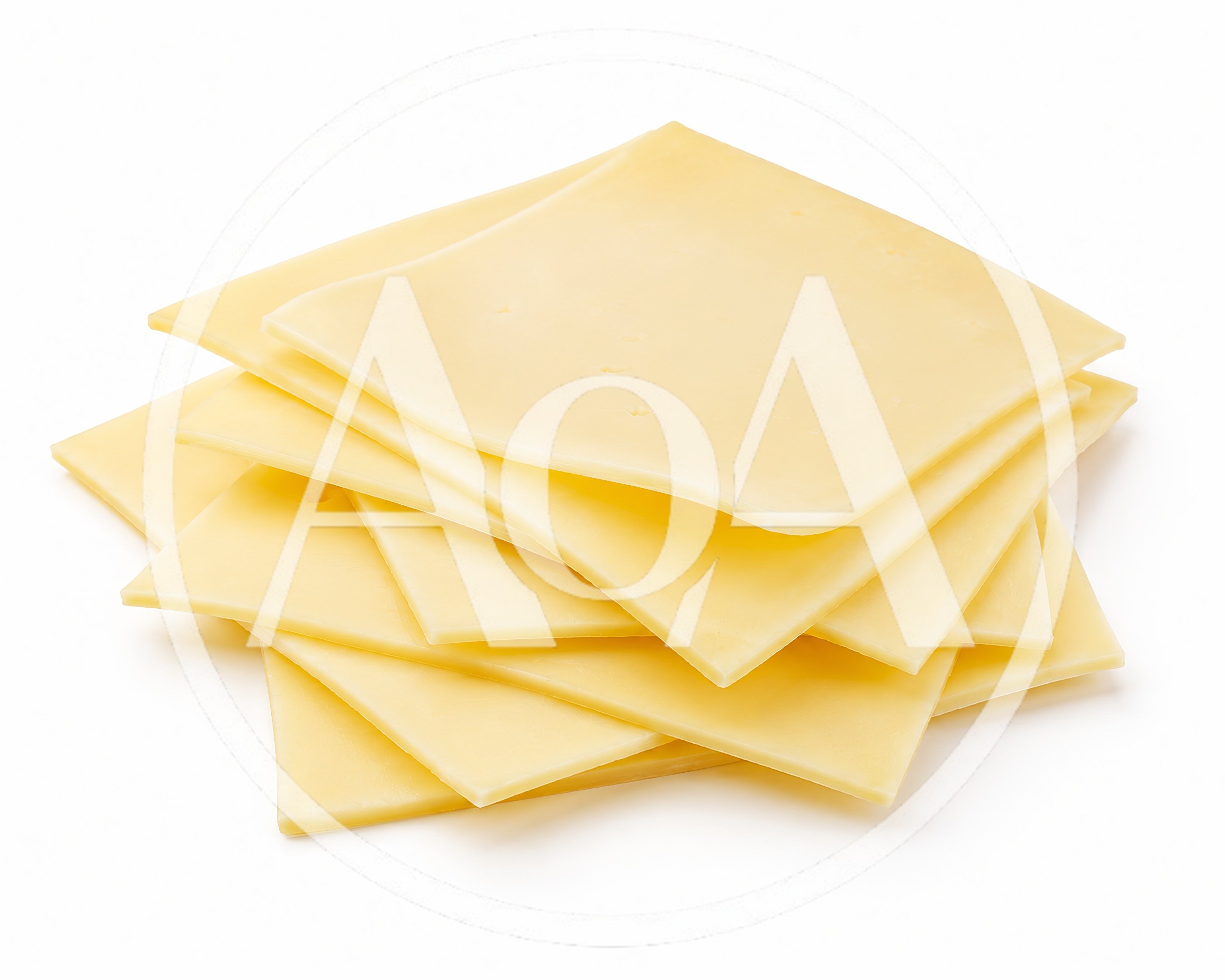 Stack Of Sliced Yellow Cheese On White Background