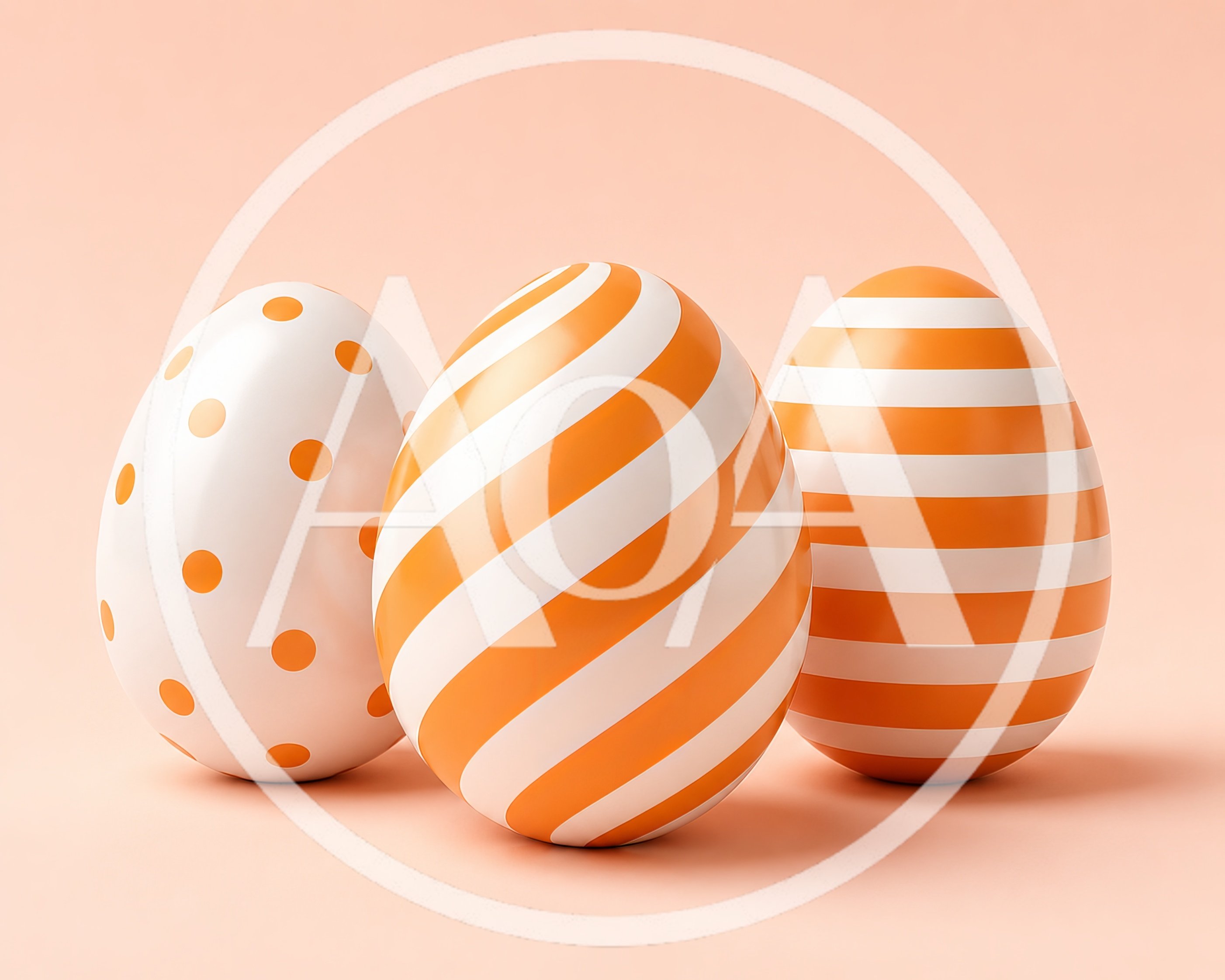 Three Decorative Easter Eggs With Orange Patterns