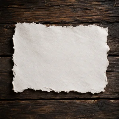 Blank Torn Paper Sheet On Dark Wooden Background