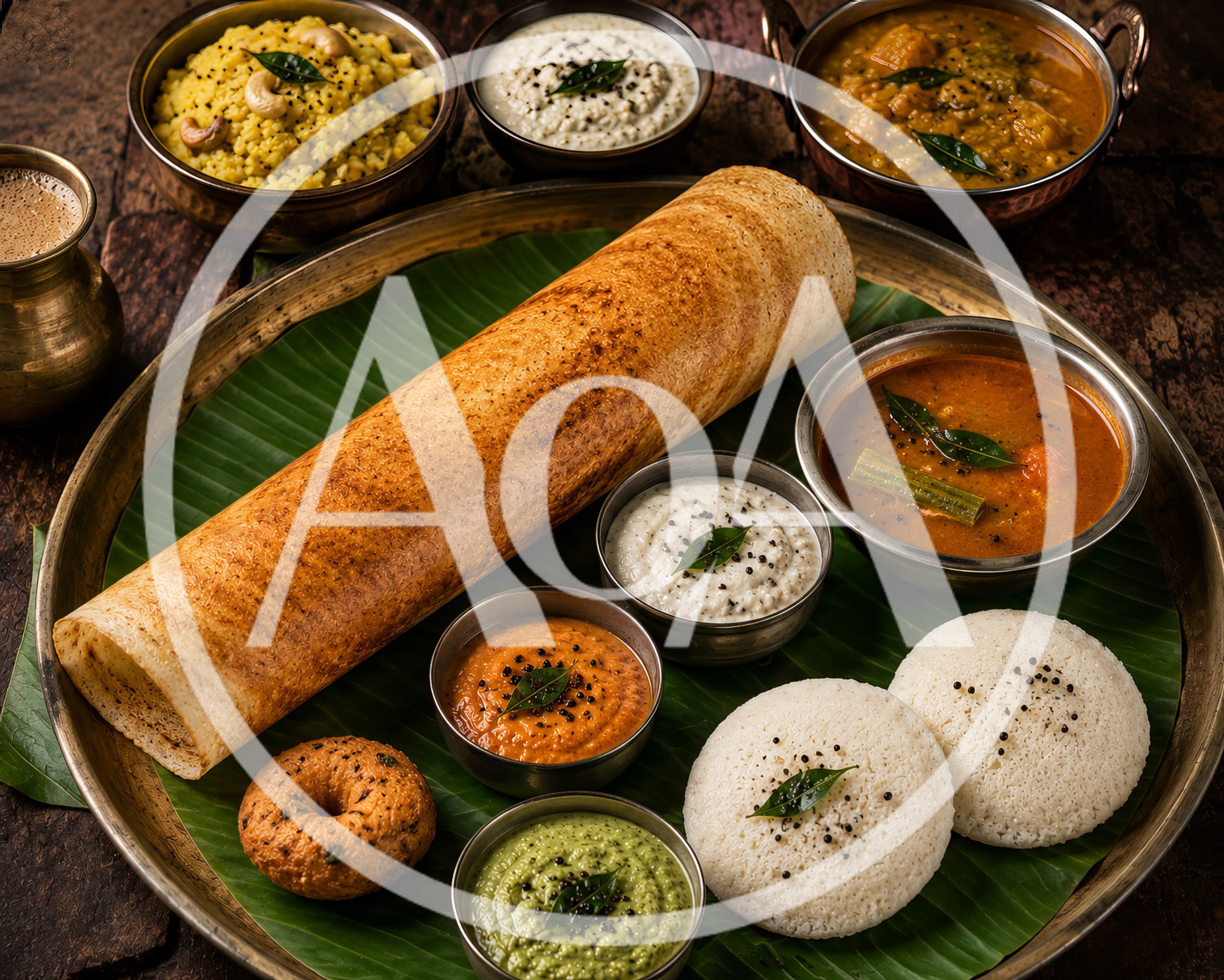 Traditional South Indian Breakfast Platter With Dosa And Idli