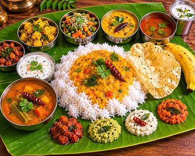 Traditional South Indian Vegetarian Thali Meal