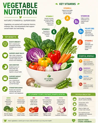 Vegetable Nutrition Infographic With Colorful Fresh Produce