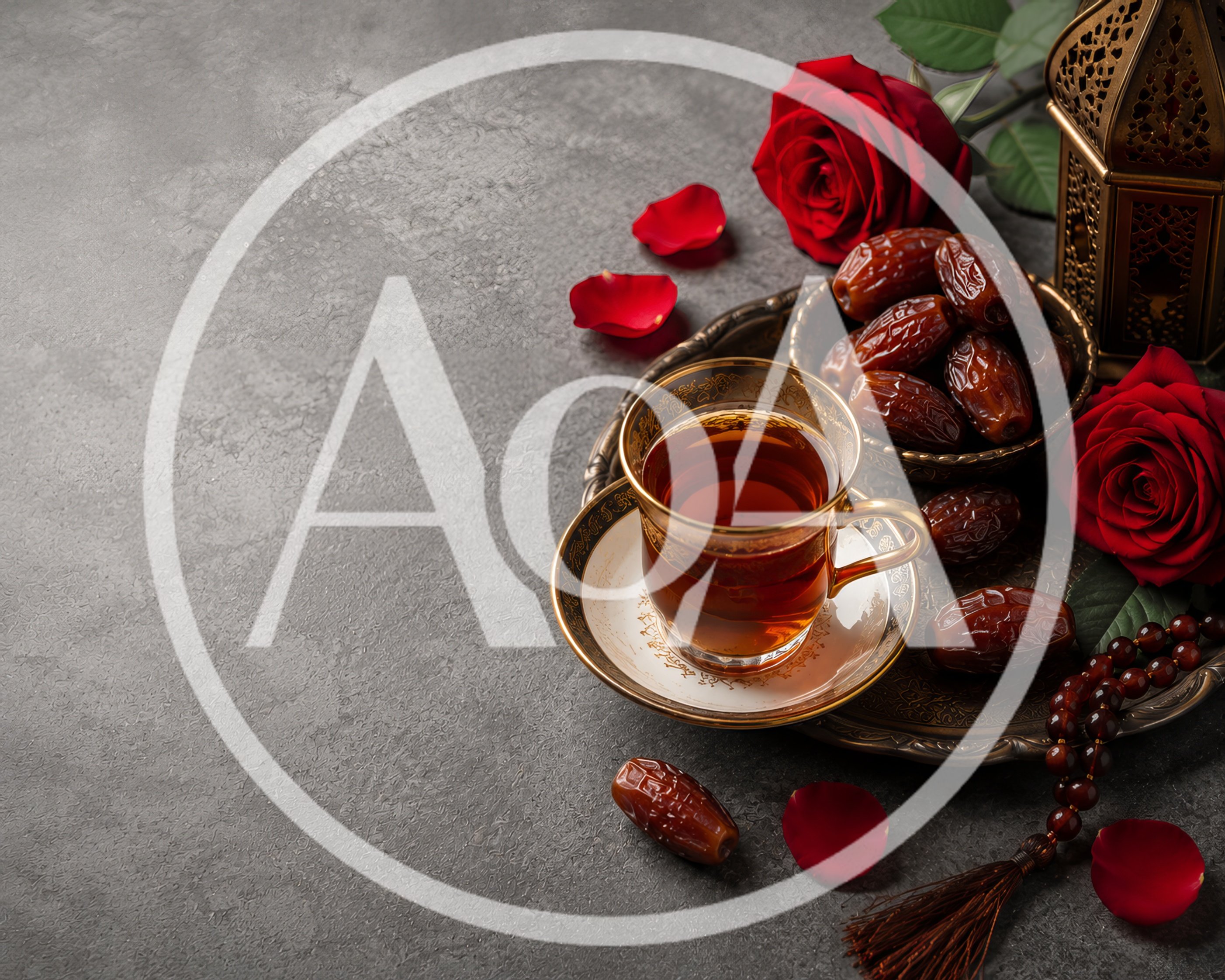 Ramadan Celebration With Dates Tea And Red Roses
