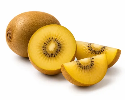 Whole and Sliced Golden Kiwi Fruit