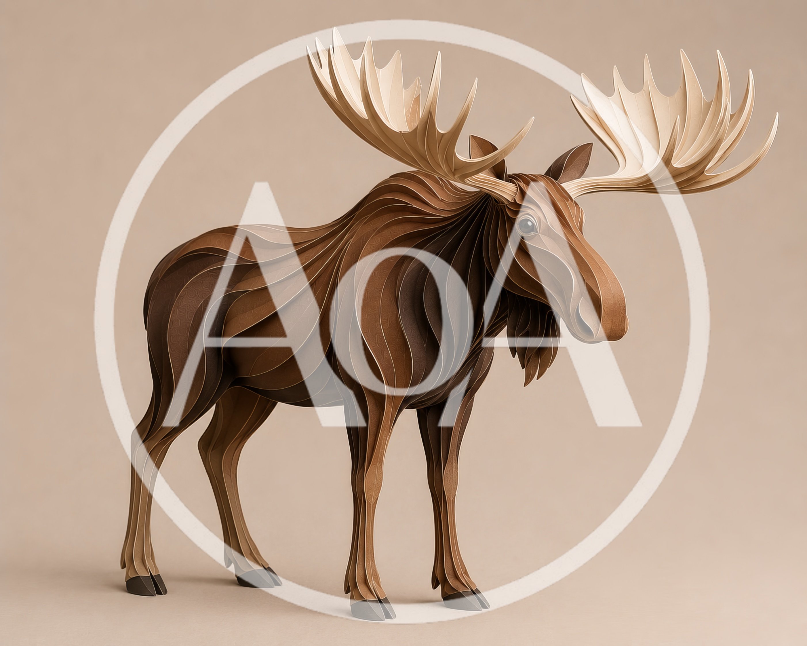 Layered Paper Art Moose Sculpture