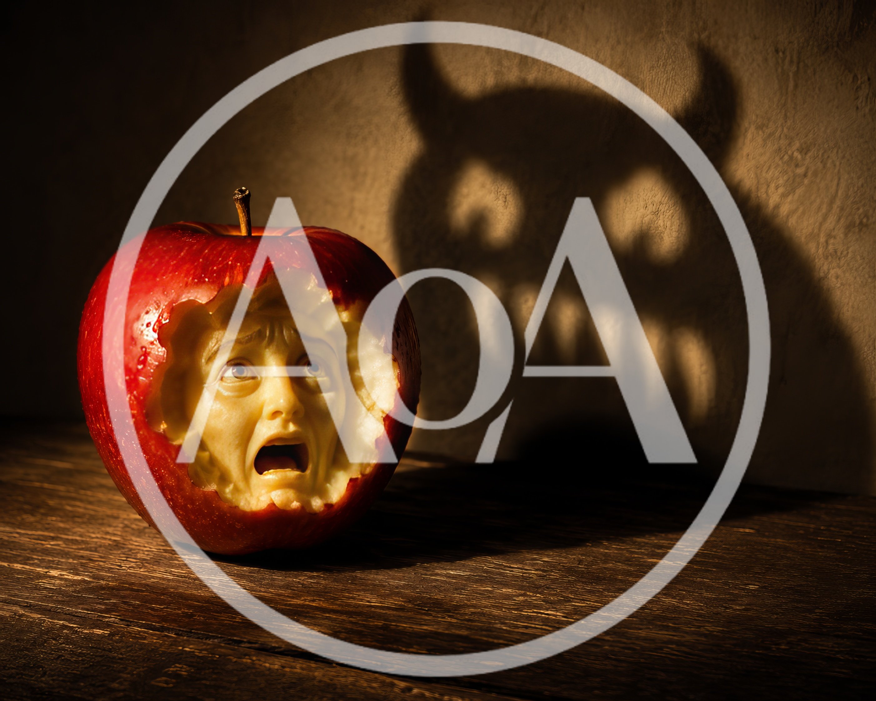 Scared Human Face Carved Into A Red Apple
