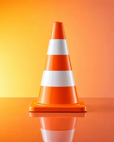 Orange Traffic Cone With White Reflective Stripes
