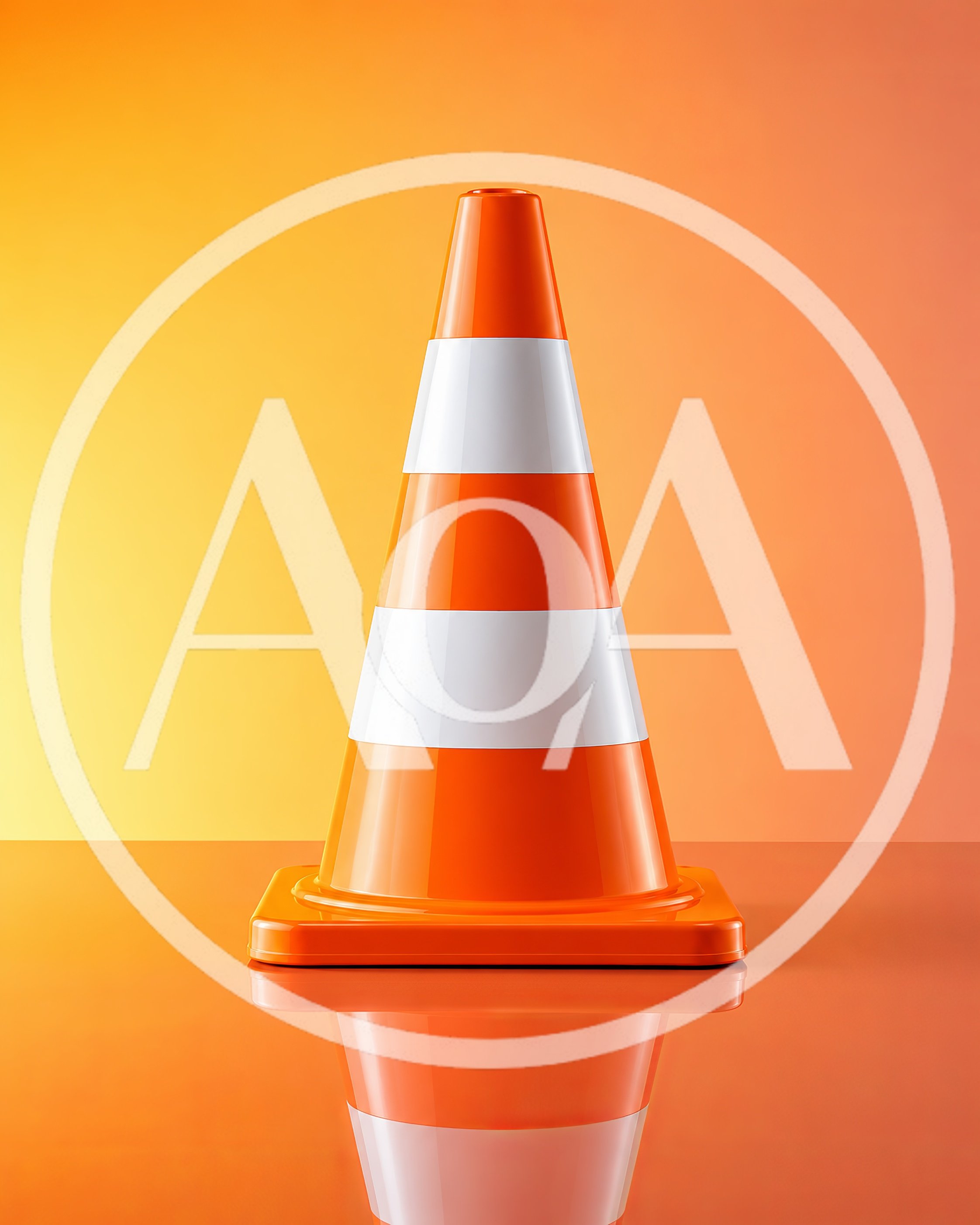 Orange Traffic Cone With White Reflective Stripes