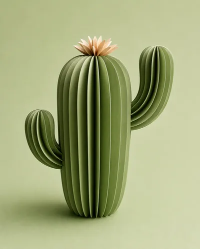 Paper Craft Cactus With A Flower