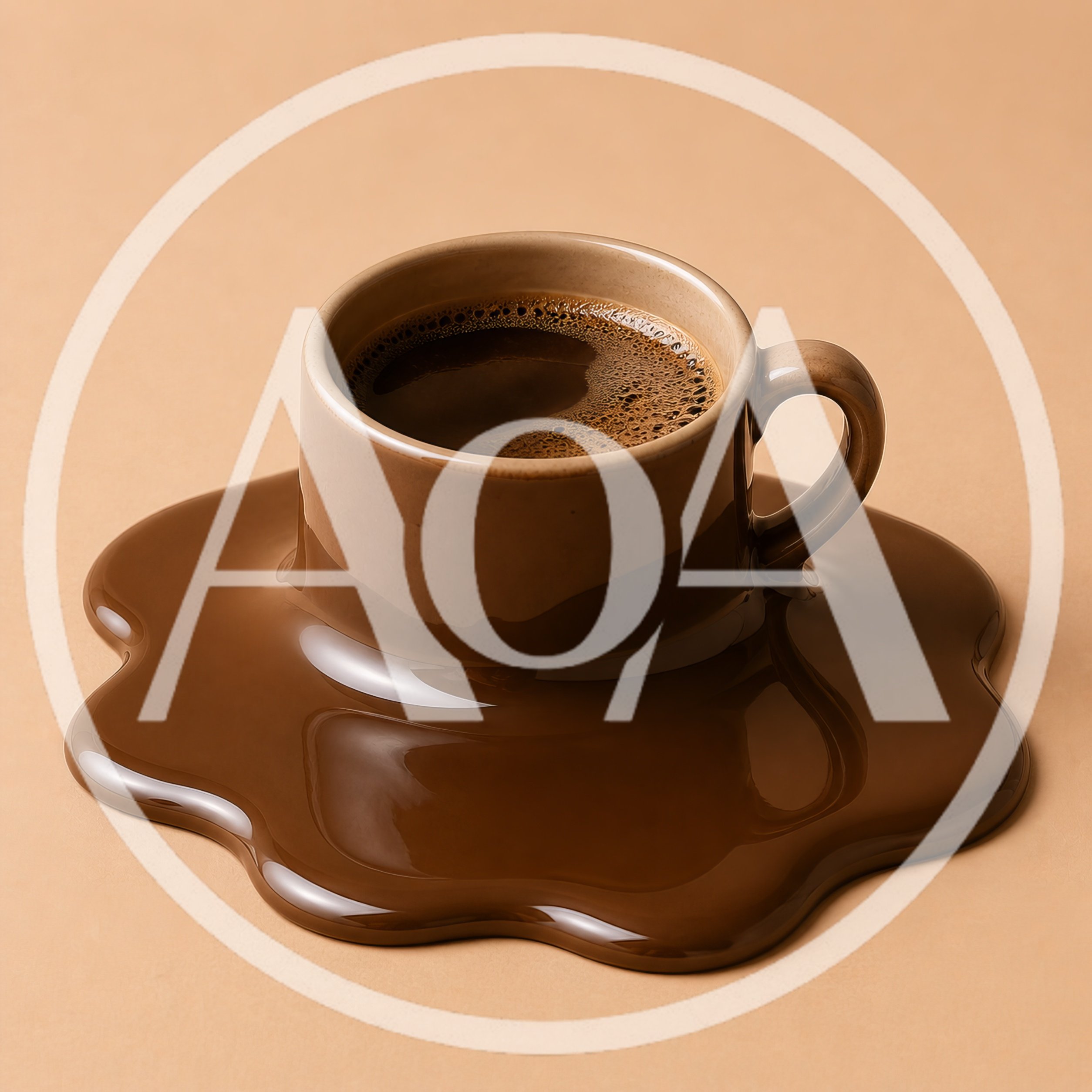 Melting Coffee Cup On A Beige Background
