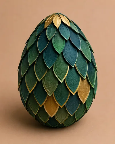 Decorative Egg Ornament With Intricate Leaf Pattern