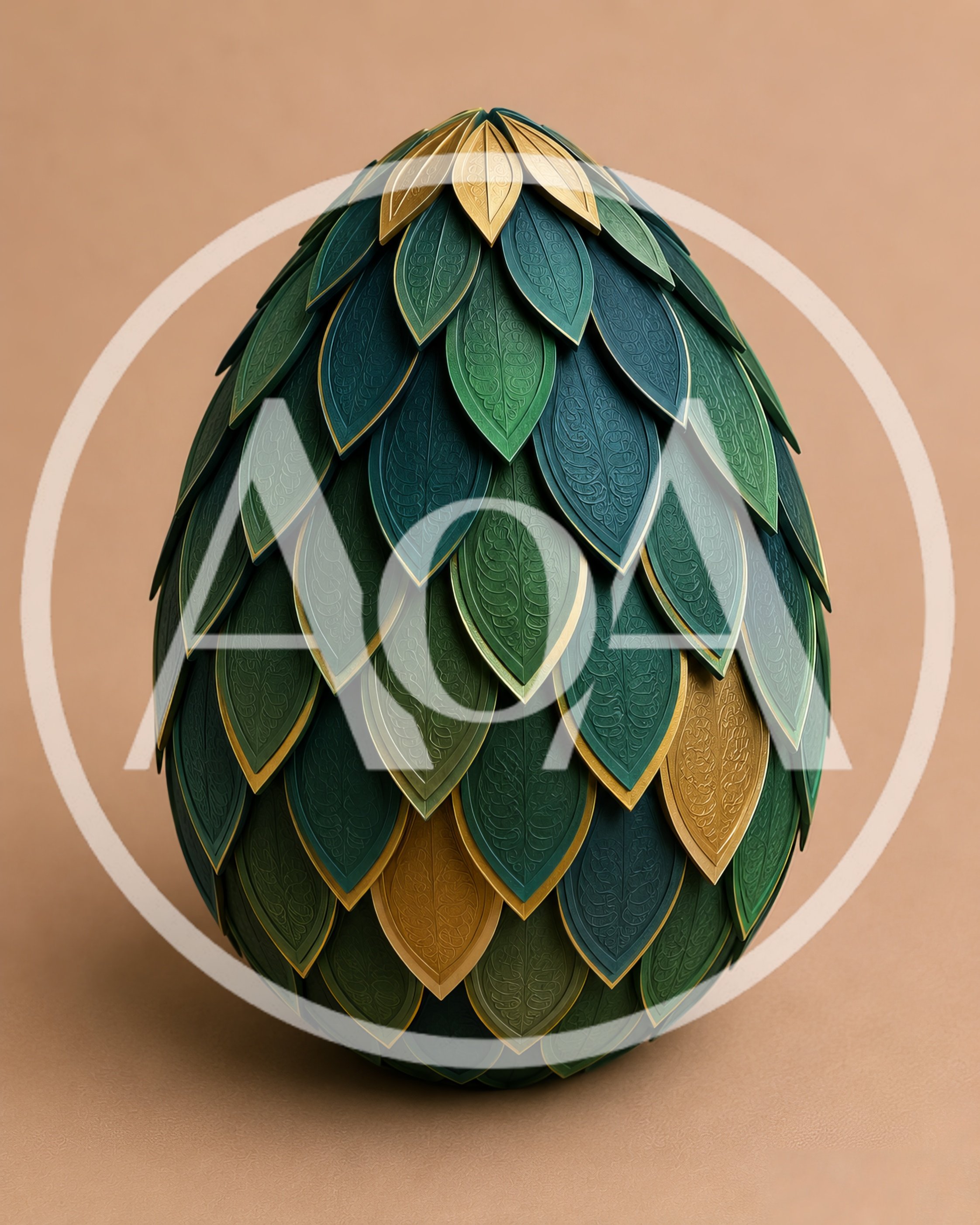 Decorative Egg Ornament With Intricate Leaf Pattern