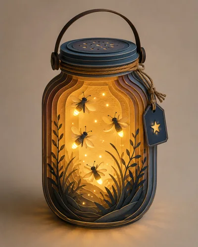 Papercraft Firefly Lantern With Glowing Insects