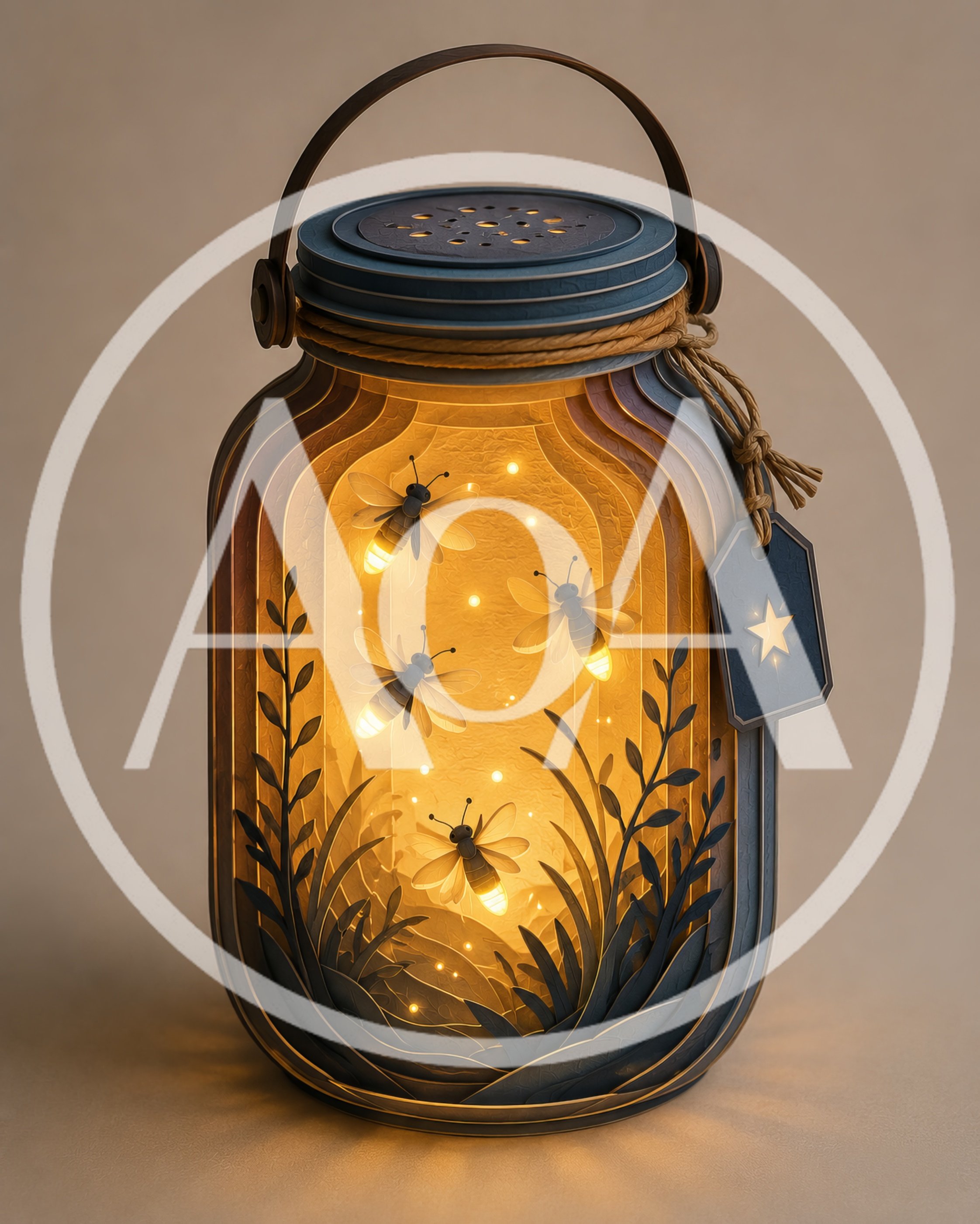 Papercraft Firefly Lantern With Glowing Insects
