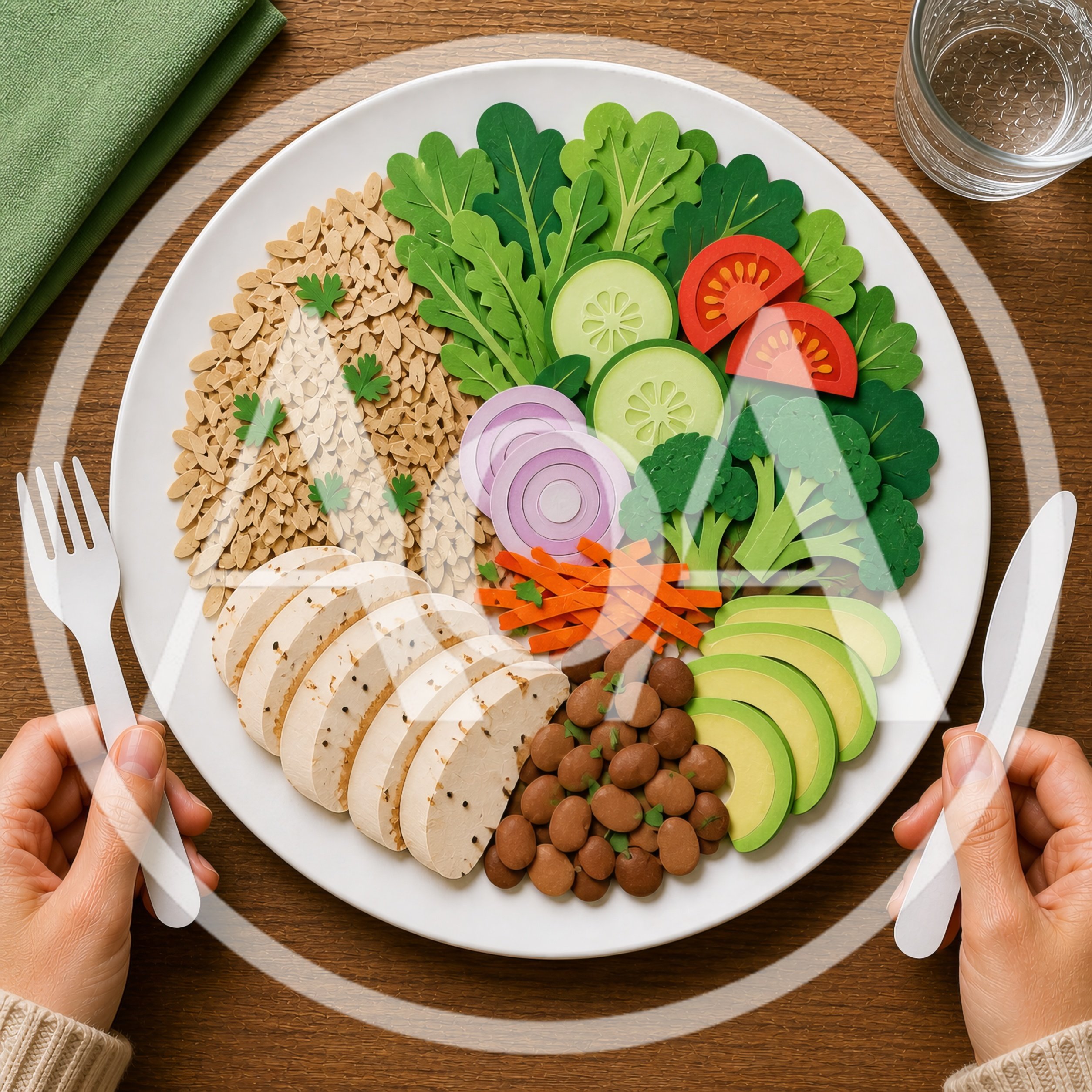 Person Eating A Healthy Balanced Paper Craft Meal