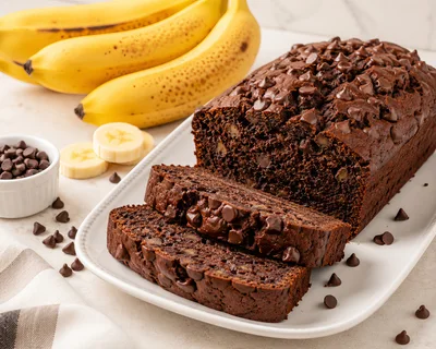 Freshly Baked Chocolate Banana Bread Loaf