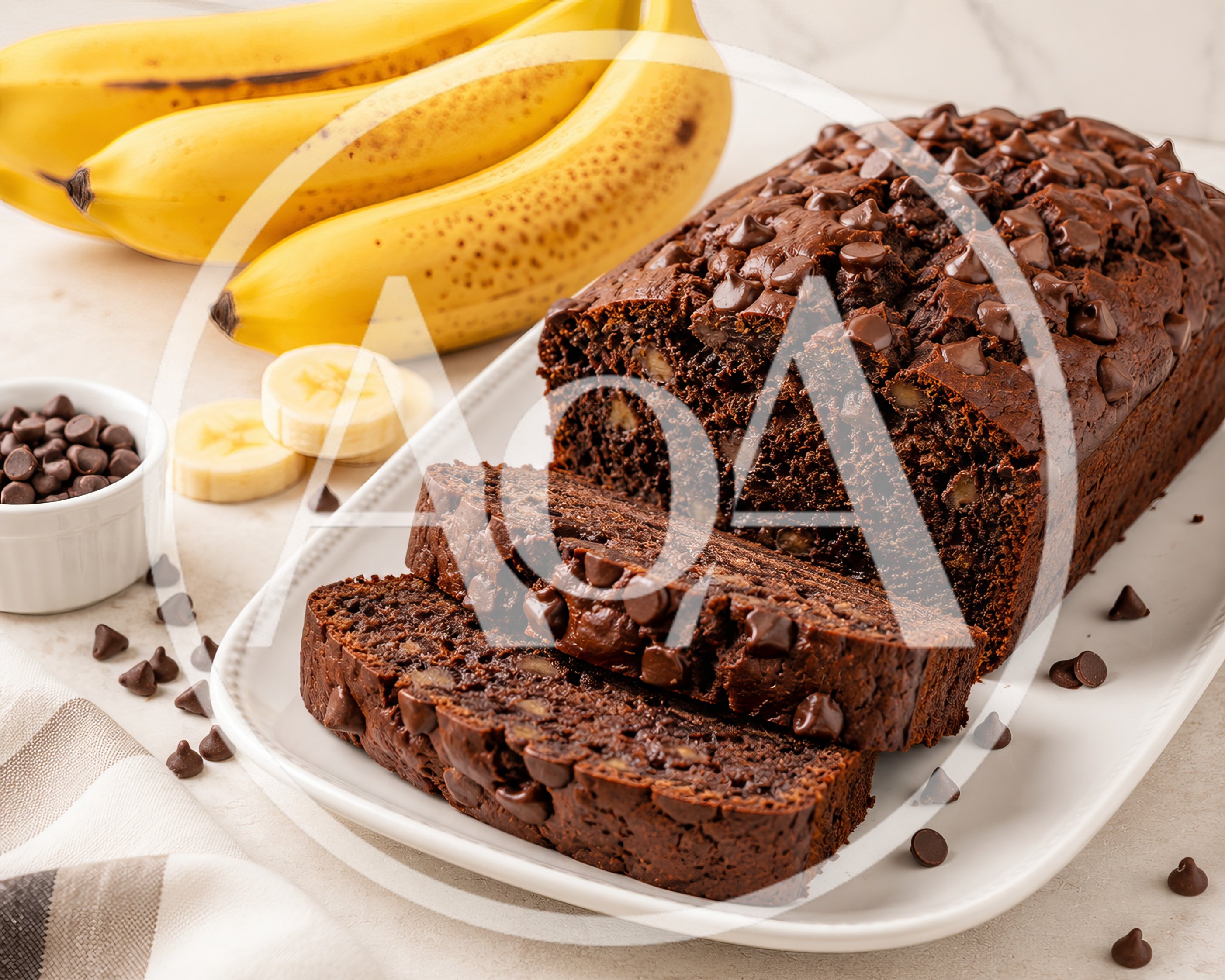Freshly Baked Chocolate Banana Bread Loaf