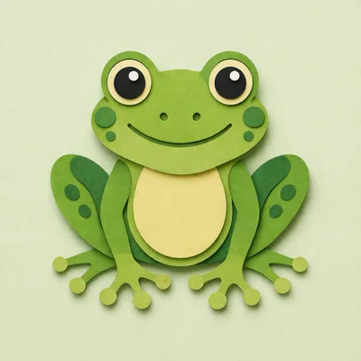 Paper Cutout Style Illustration Of A Cute Frog