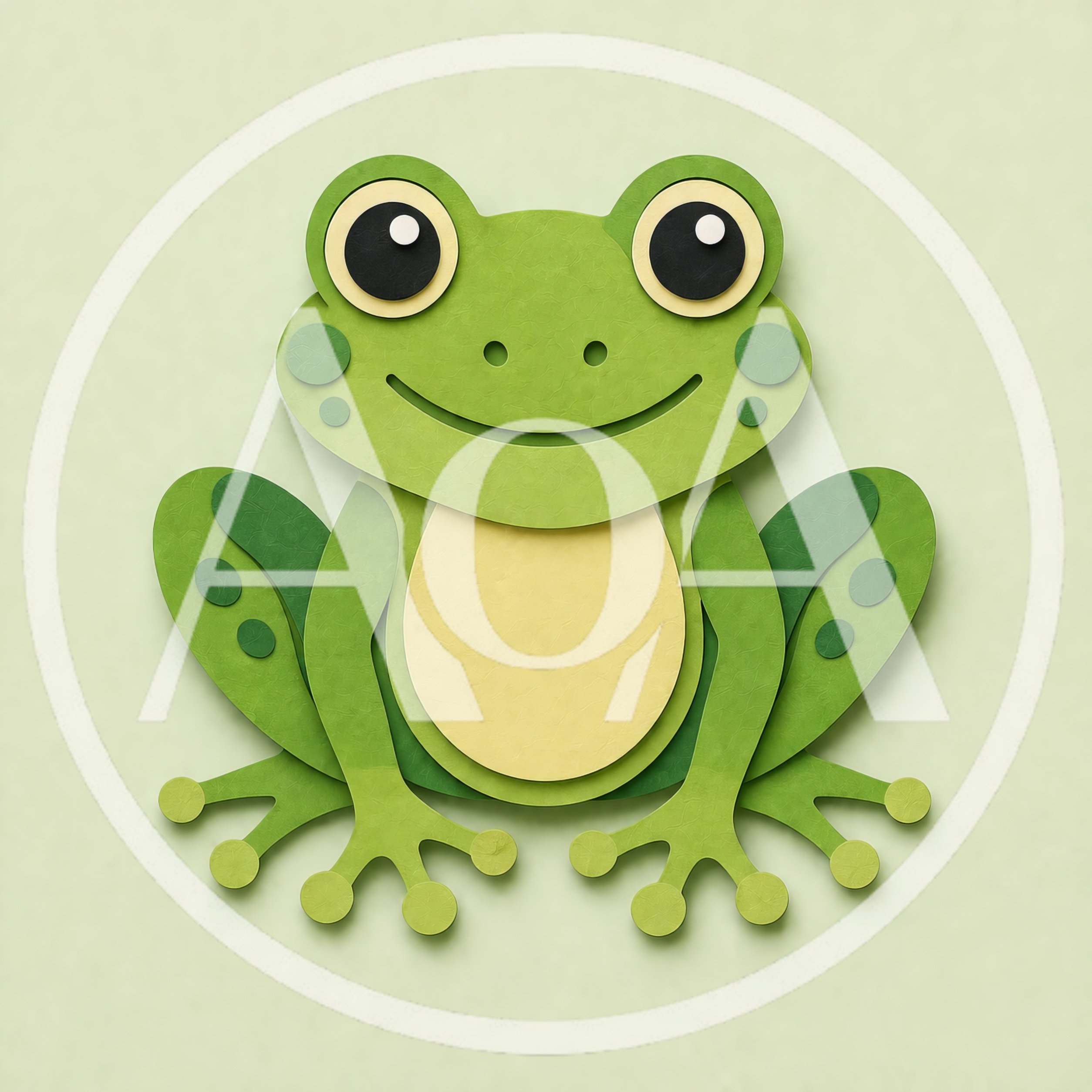Paper Cutout Style Illustration Of A Cute Frog