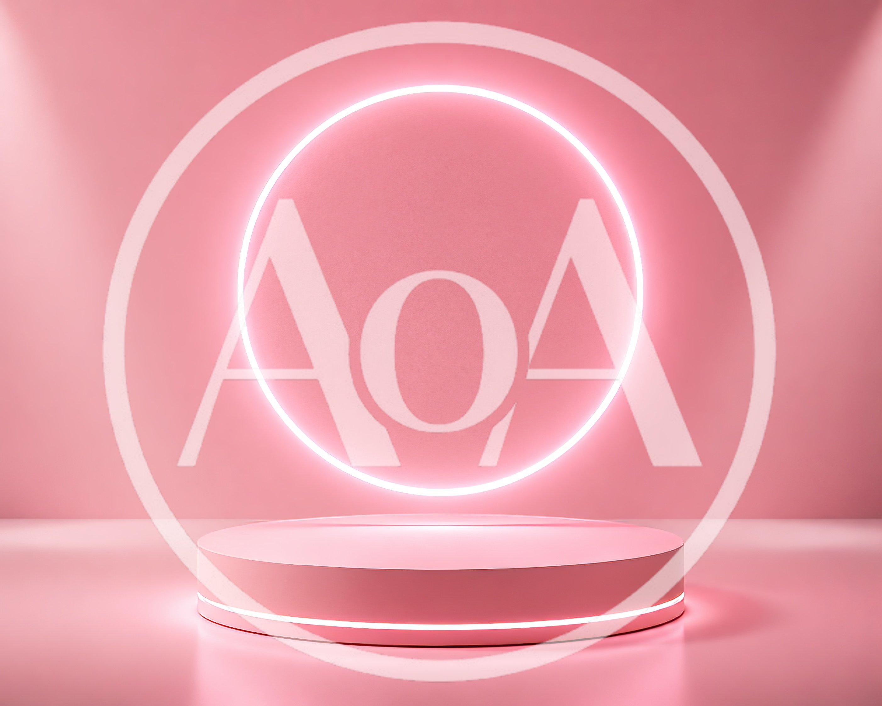 Pink Circular Product Display Podium With Neon Ring