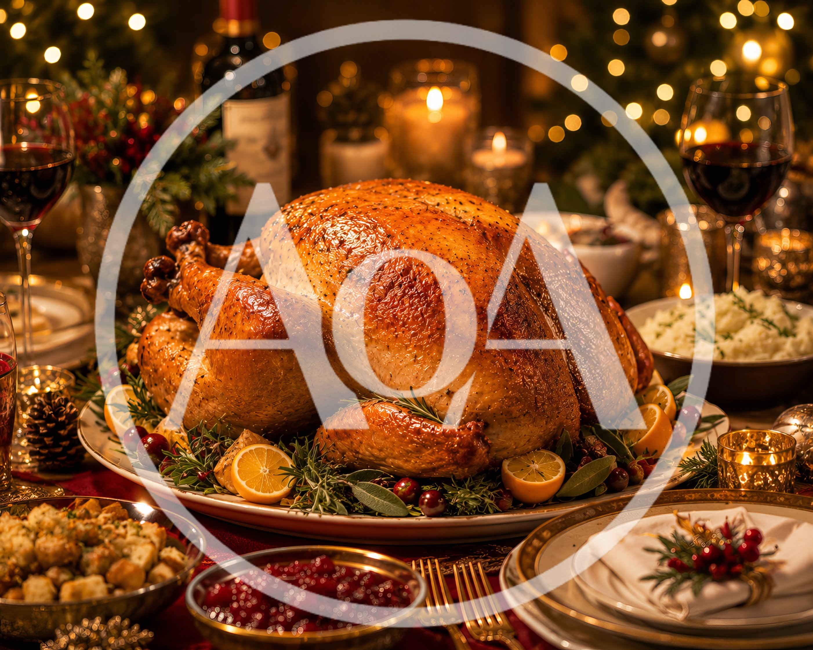 Roasted Thanksgiving Turkey Dinner Table Setting