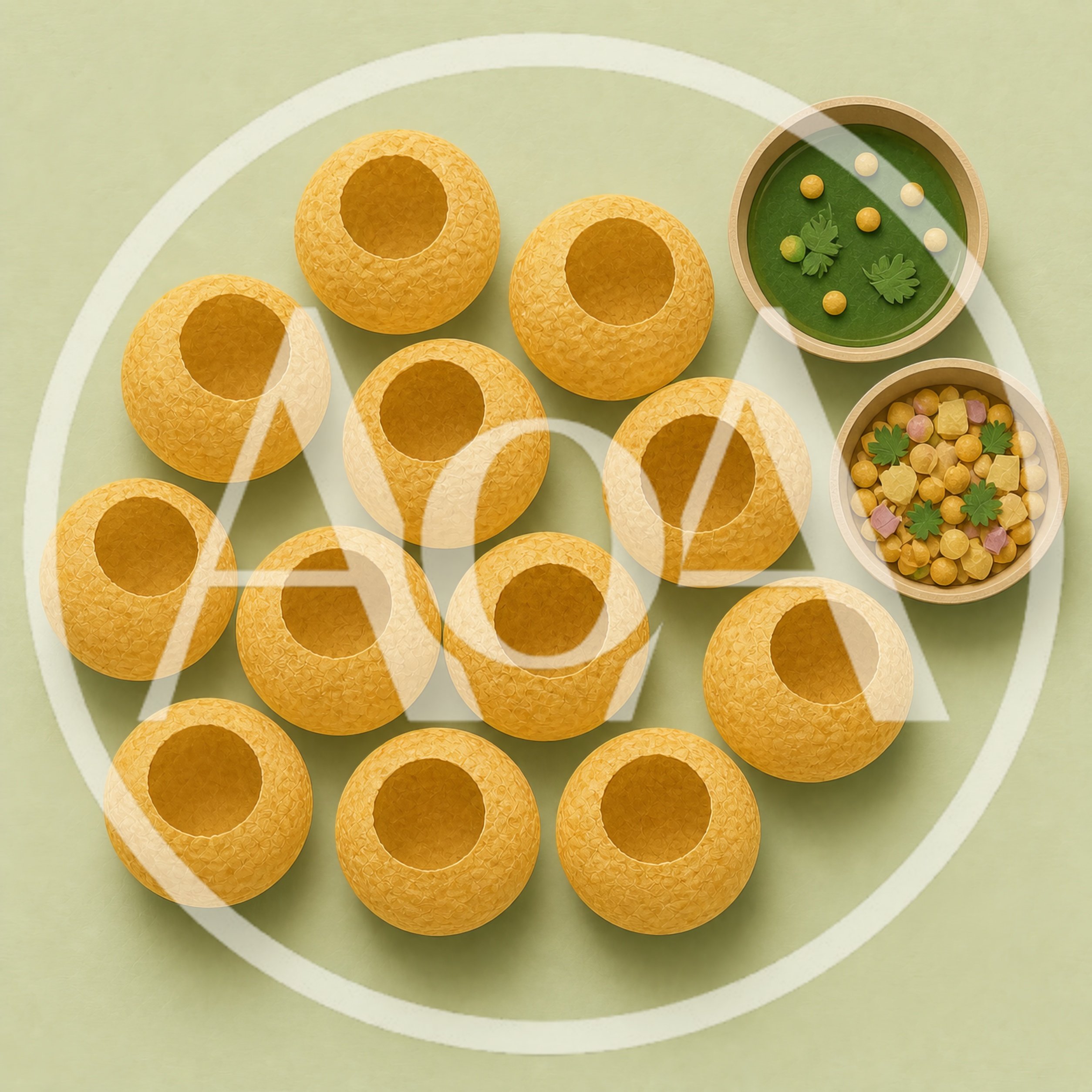 Pani Puri Street Food Set With Bowls