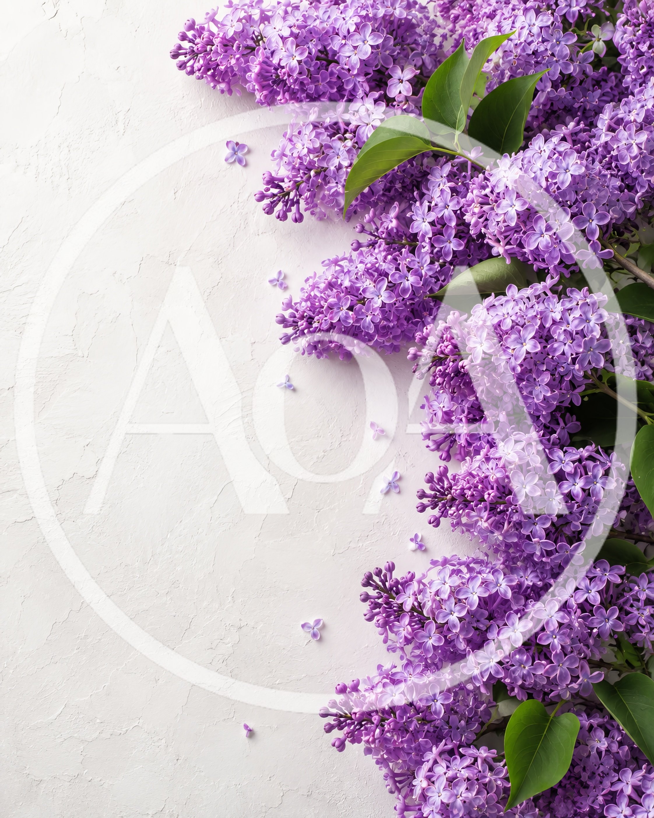 Fresh Purple Lilac Flowers On Textured White Background