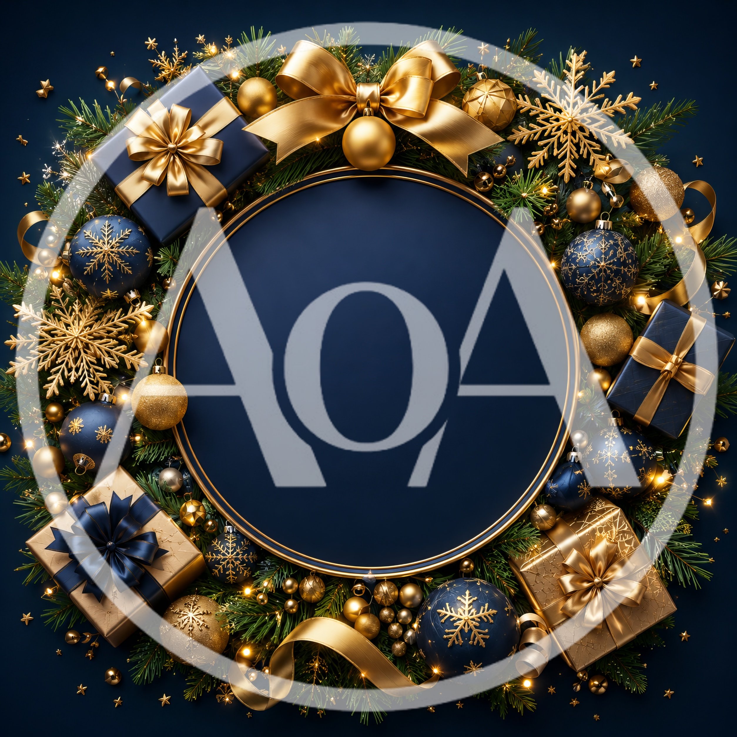 Christmas Wreath Frame With Ornaments And Gifts