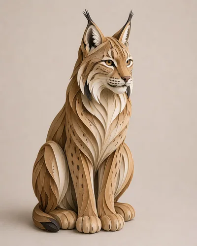 Stylized Paper Cutout Lynx Illustration