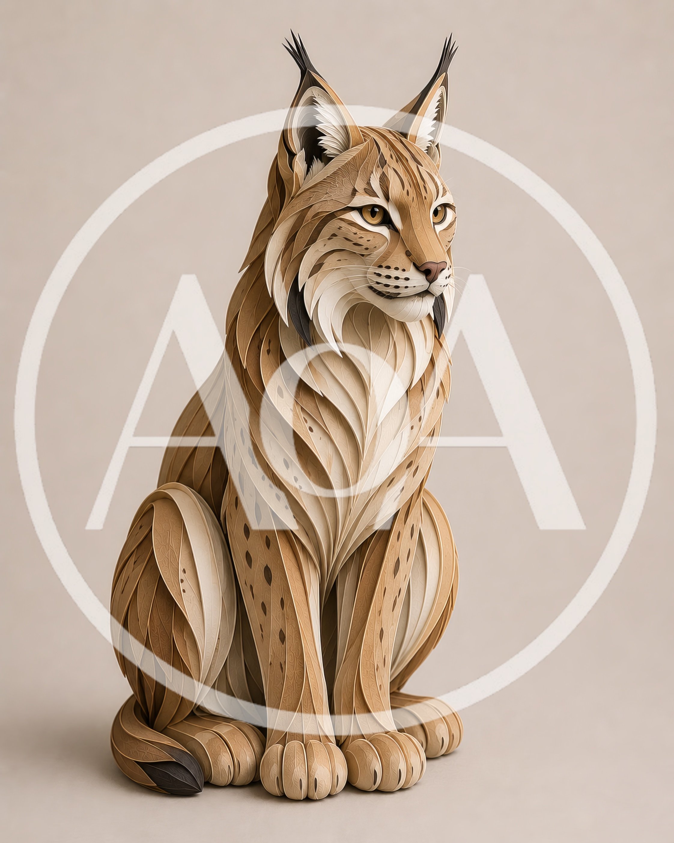 Stylized Paper Cutout Lynx Illustration