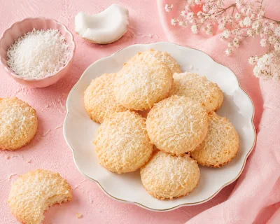 Homemade Coconut Macaroons on a Decorative Plate