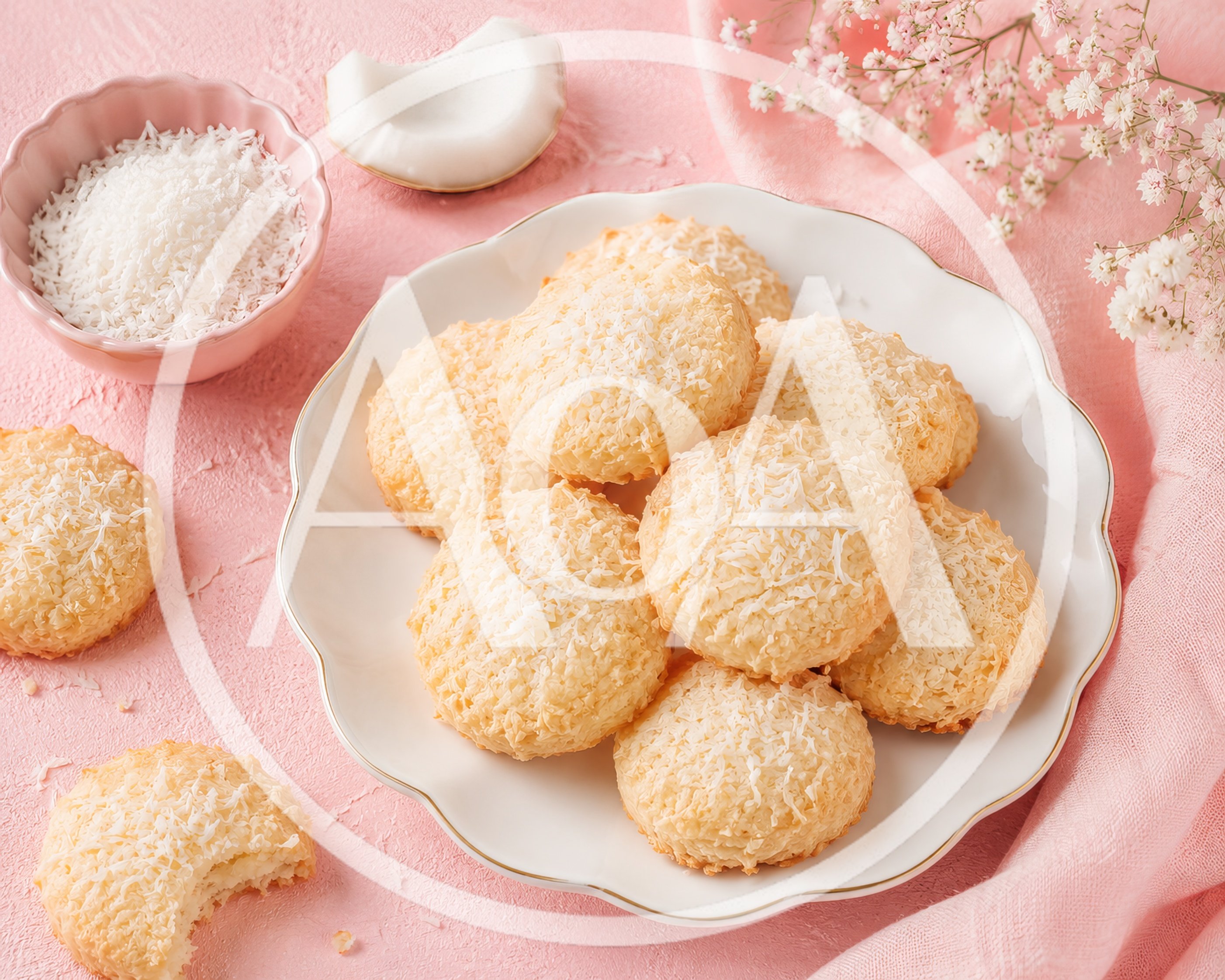 Homemade Coconut Macaroons on a Decorative Plate