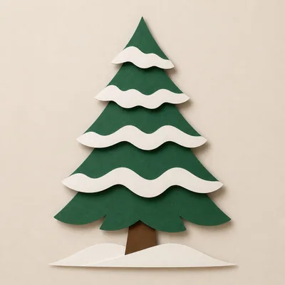 Paper Cutout Christmas Tree Illustration