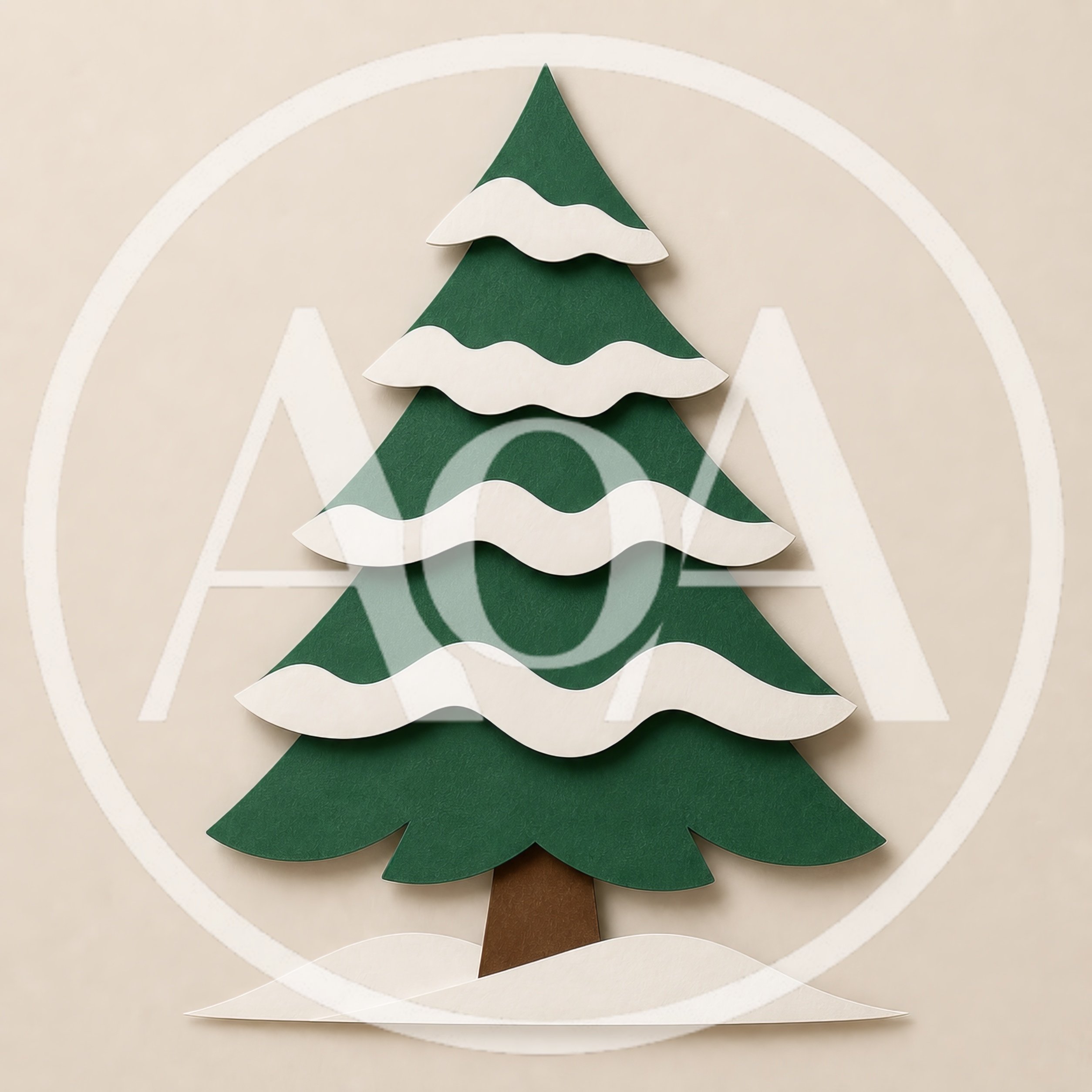 Paper Cutout Christmas Tree Illustration