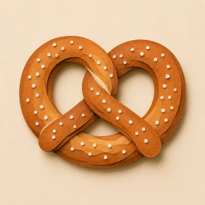 Paper Cutout Style Pretzel Illustration