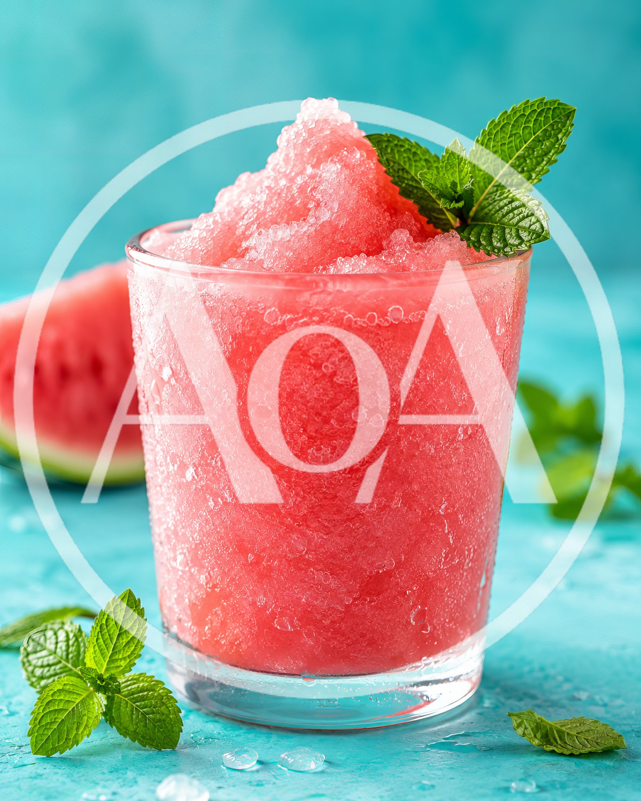 Refreshing Watermelon Slushie With Fresh Mint Garnish