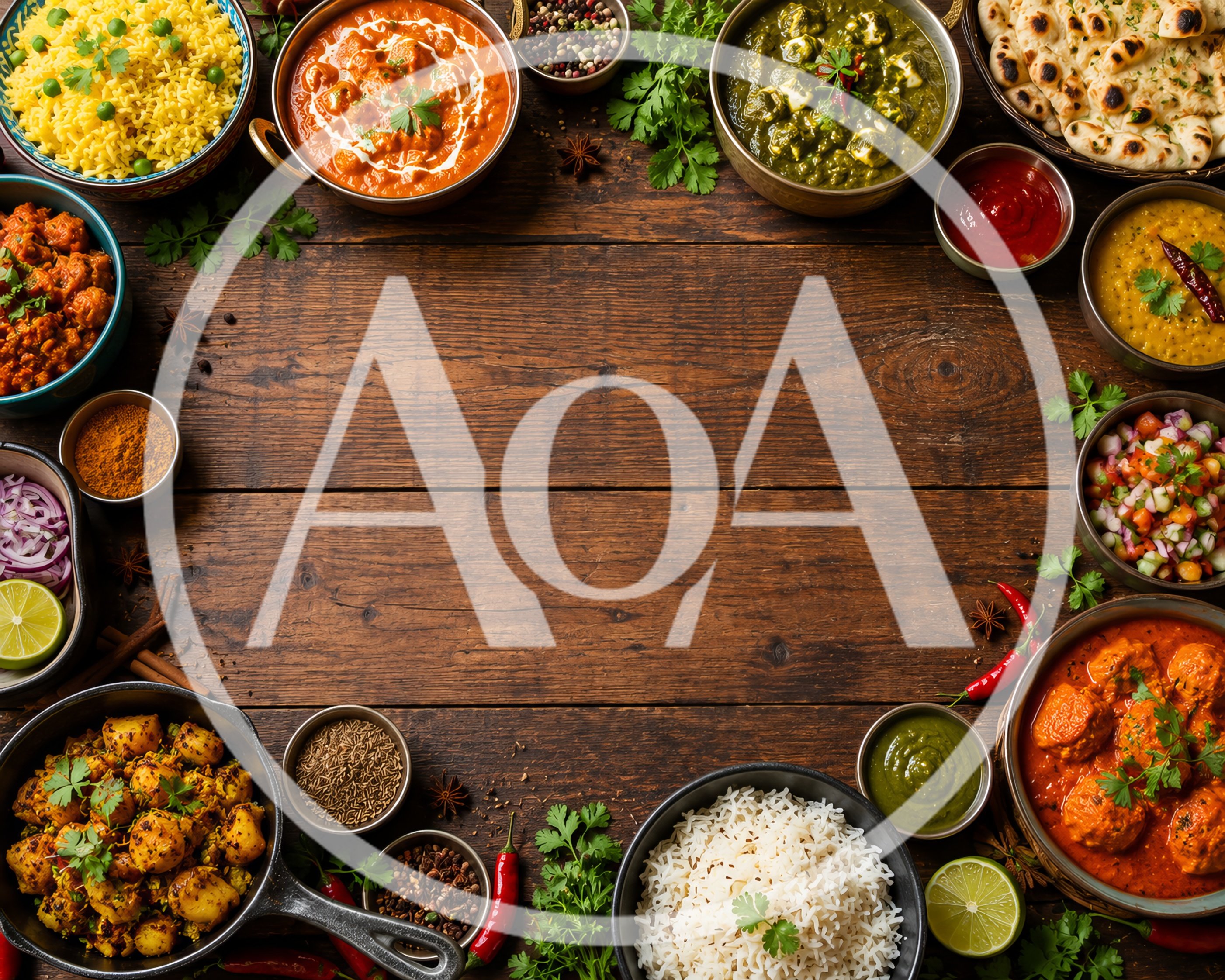Top View Of Traditional Indian Food Spread
