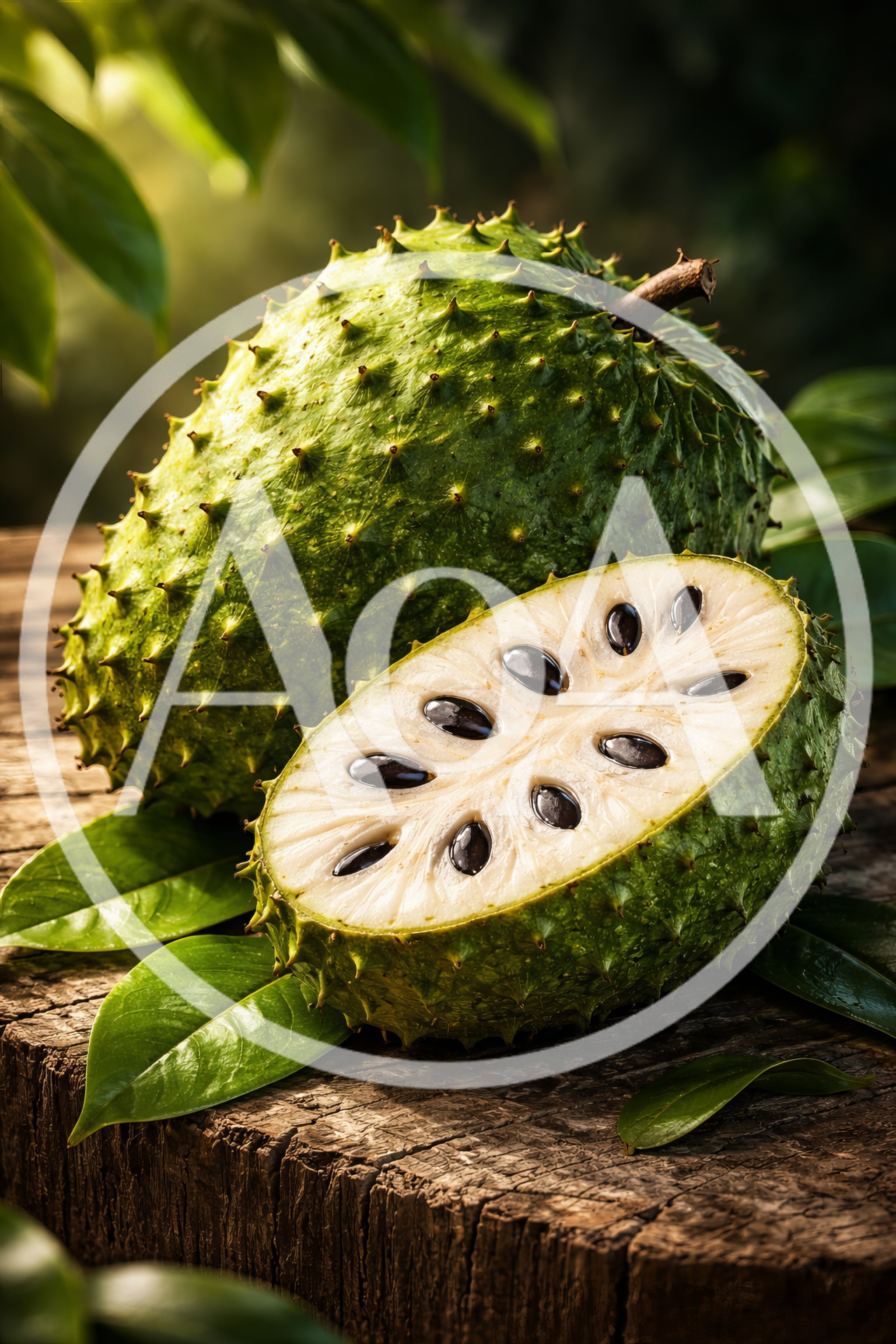 Fresh Soursop Fruit On A Rustic Wooden Surface