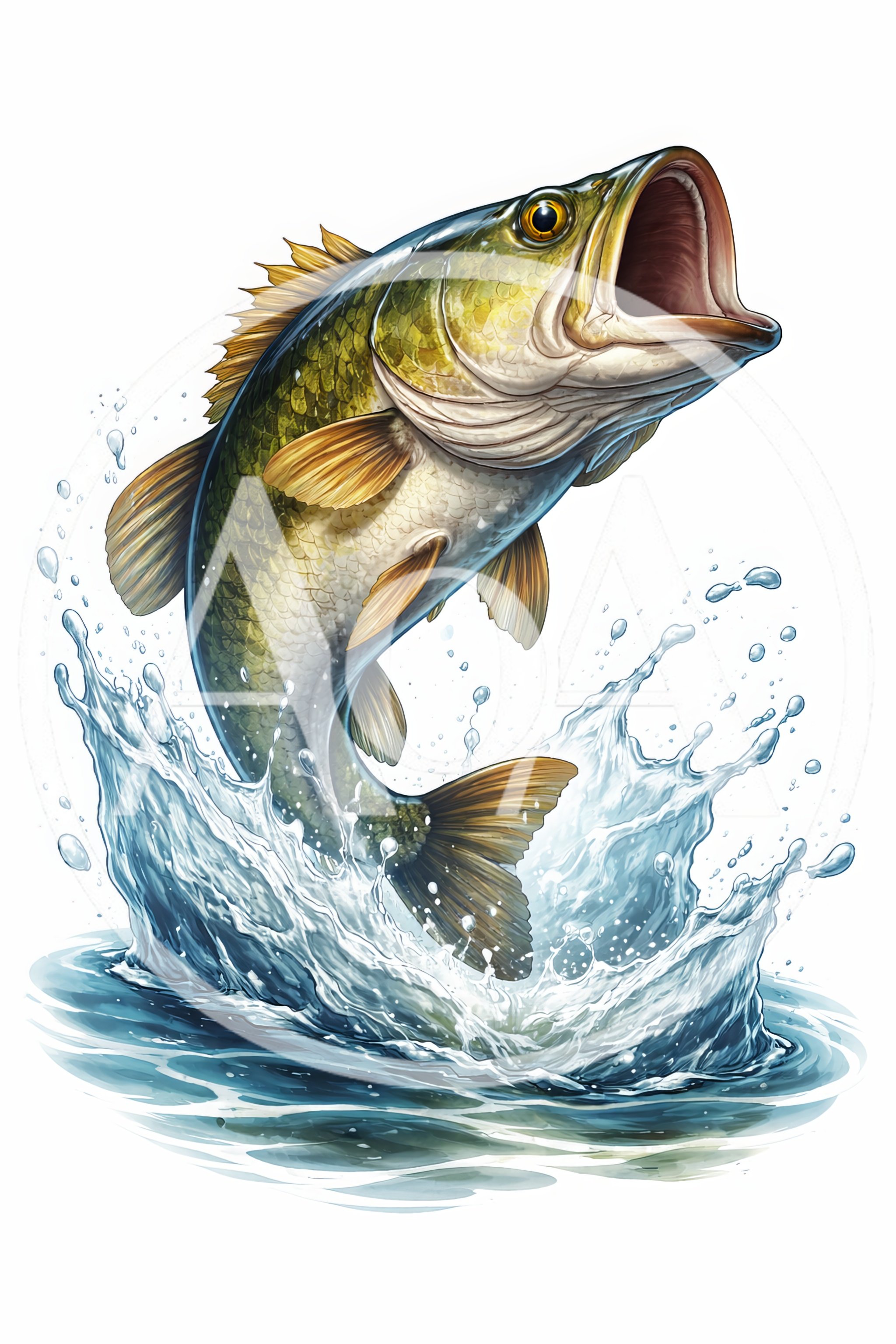 Largemouth Bass Jumping Out Of Water
