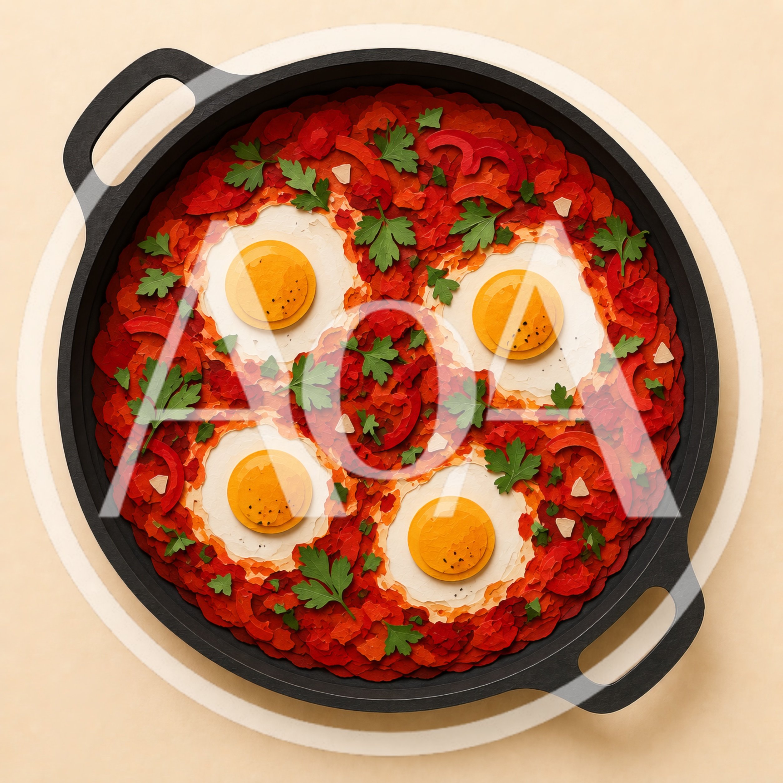 Shakshuka With Eggs In A Cast Iron Skillet