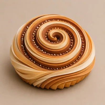 Abstract Spiral Pastry Design With Layered Texture
