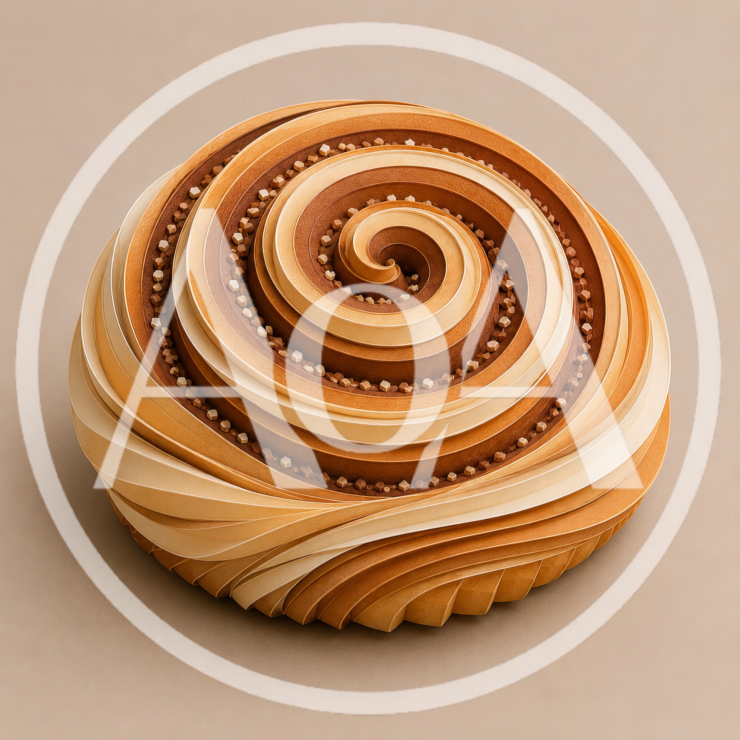 Abstract Spiral Pastry Design With Layered Texture