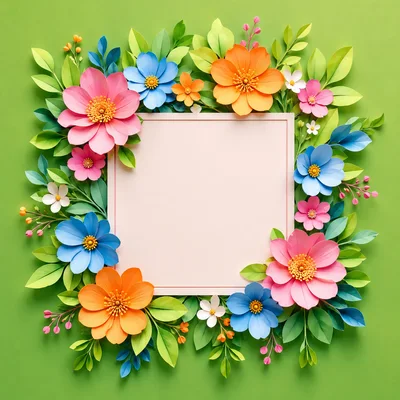 Paper Craft Floral Frame With Blank Center
