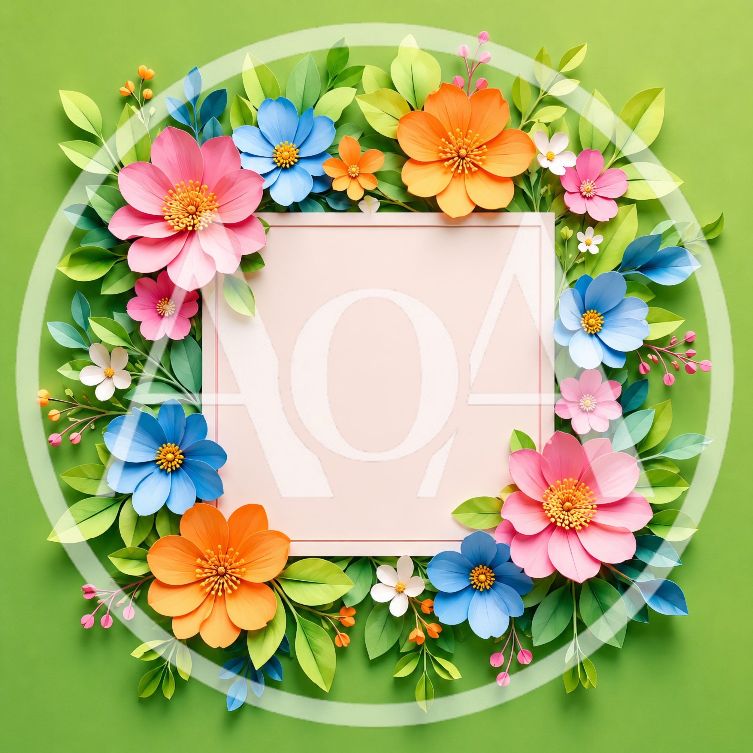 Paper Craft Floral Frame With Blank Center