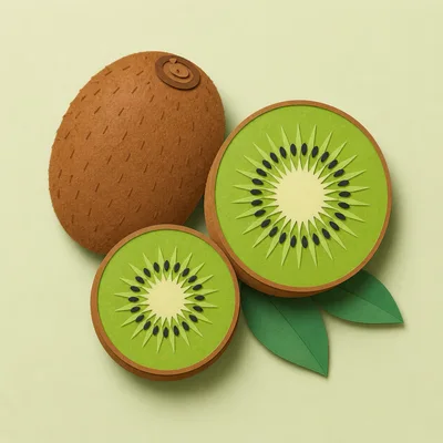 Paper Craft Kiwi Fruit Illustration